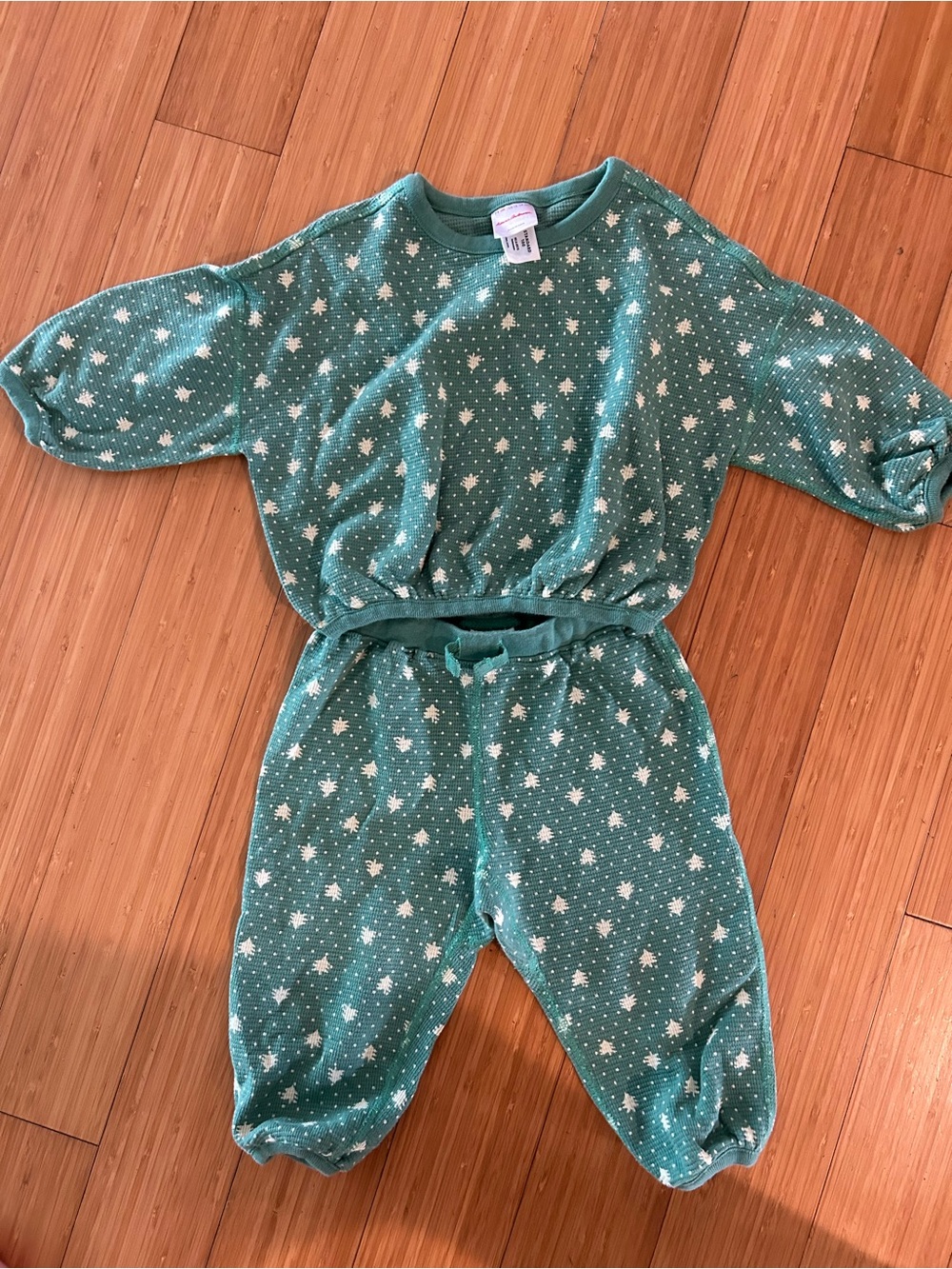 Hanna Andersson Green Christmas agree Star-Print Set